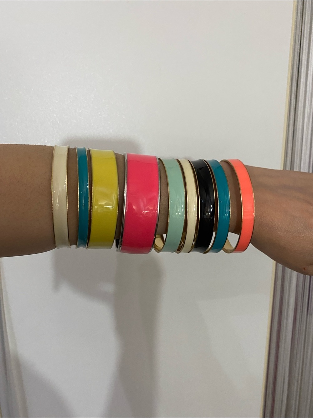 Set of 9 Vintage Enamel Bangle Bracelets